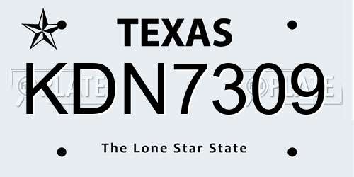 KDN7309 Texas License Plate