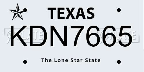 KDN7665 Texas License Plate