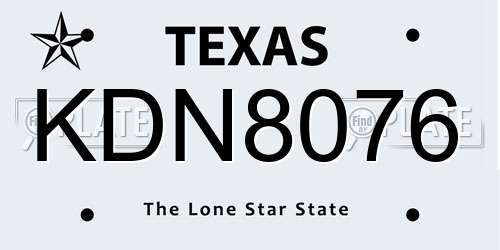KDN8076 Texas License Plate