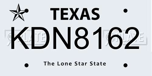 KDN8162 Texas License Plate