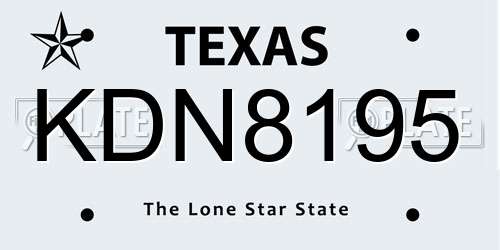 KDN8195 Texas License Plate