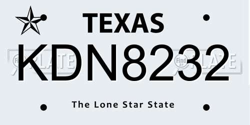 KDN8232 Texas License Plate