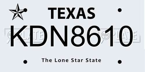 KDN8610 Texas License Plate