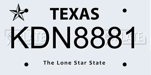 KDN8881 Texas License Plate