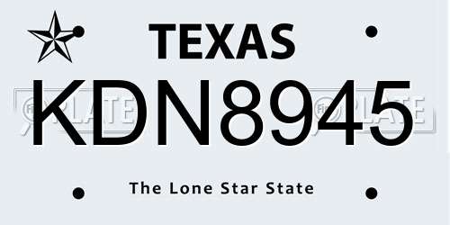 KDN8945 Texas License Plate