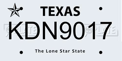 KDN9017 Texas License Plate