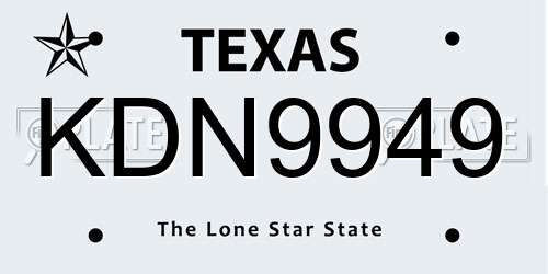 KDN9949 Texas License Plate