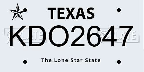 KDO2647 Texas License Plate
