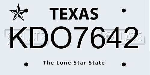 KDO7642 Texas License Plate