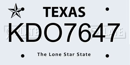 KDO7647 Texas License Plate
