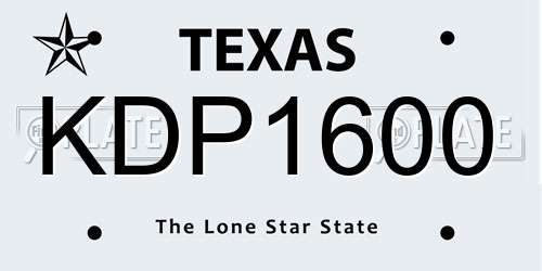 KDP1600 Texas License Plate