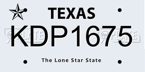 KDP1675 Texas License Plate