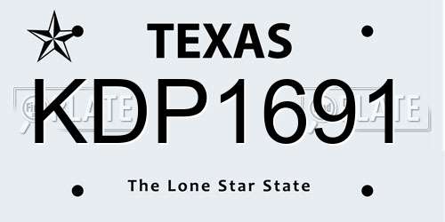 KDP1691 Texas License Plate