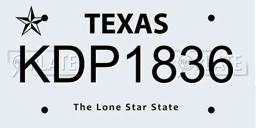 KDP1836 Texas License Plate