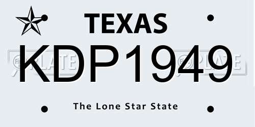 KDP1949 Texas License Plate