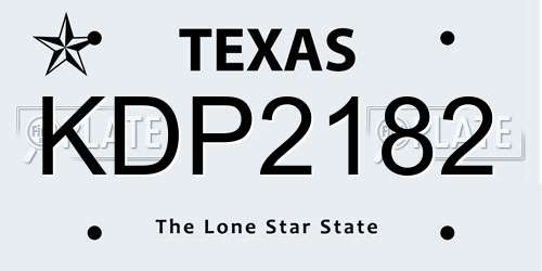 KDP2182 Texas License Plate