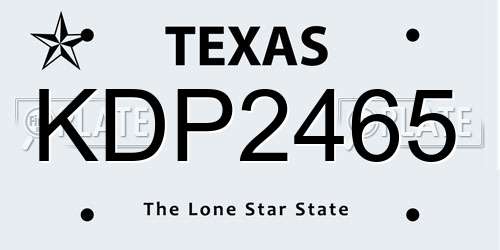 KDP2465 Texas License Plate