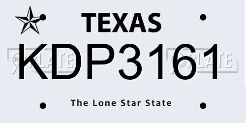 KDP3161 Texas License Plate