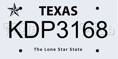 KDP3168 Texas License Plate