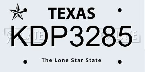 KDP3285 Texas License Plate