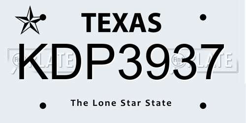 KDP3937 Texas License Plate
