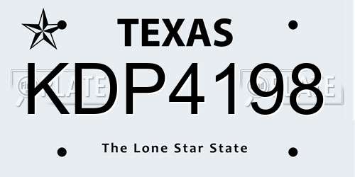KDP4198 Texas License Plate