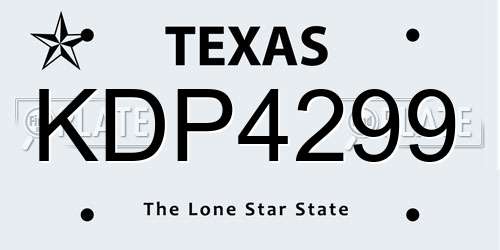 KDP4299 Texas License Plate