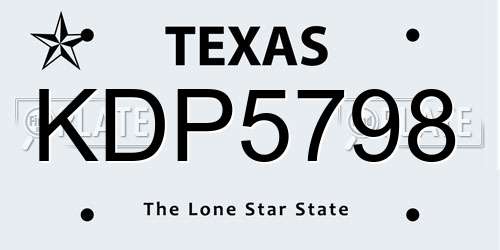 KDP5798 Texas License Plate