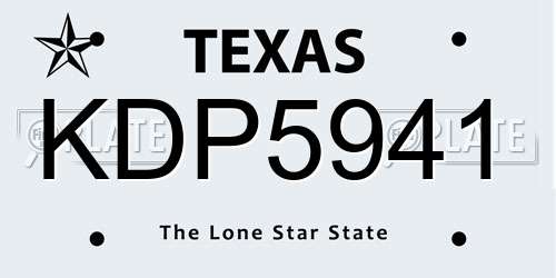 KDP5941 Texas License Plate
