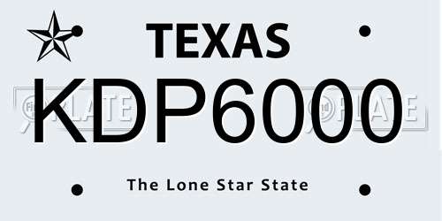 KDP6000 Texas License Plate