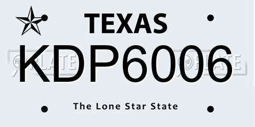 KDP6006 Texas License Plate
