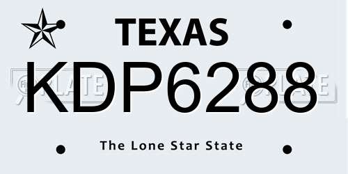 KDP6288 Texas License Plate
