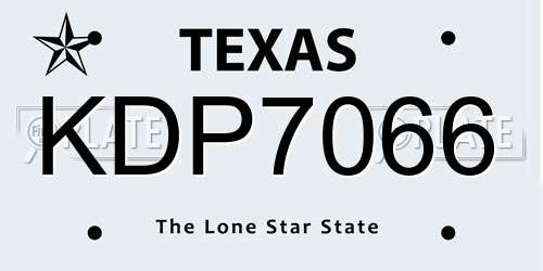 KDP7066 Texas License Plate
