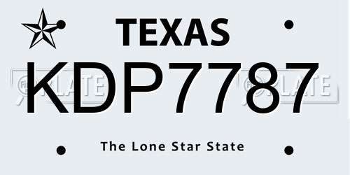 KDP7787 Texas License Plate