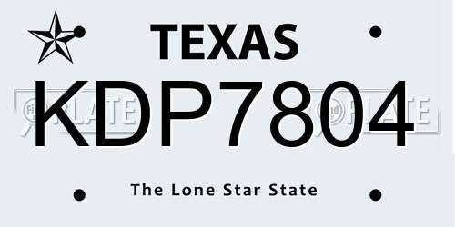 KDP7804 Texas License Plate