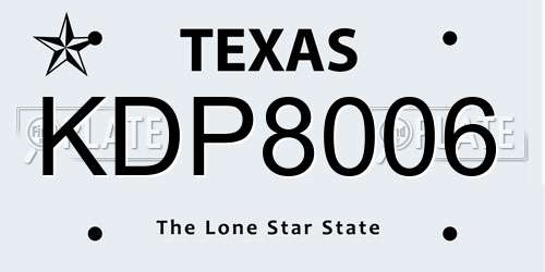 KDP8006 Texas License Plate