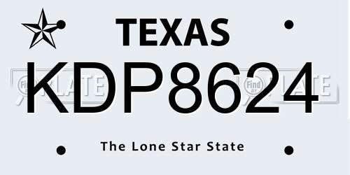 KDP8624 Texas License Plate