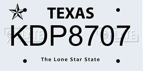 KDP8707 Texas License Plate