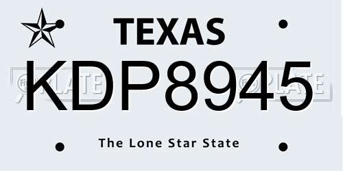 KDP8945 Texas License Plate