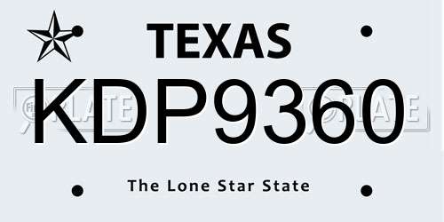 KDP9360 Texas License Plate