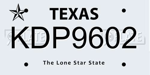 KDP9602 Texas License Plate