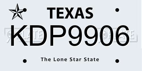 KDP9906 Texas License Plate