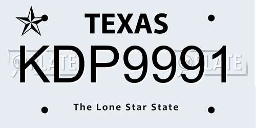 KDP9991 Texas License Plate