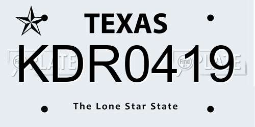 KDR0419 Texas License Plate