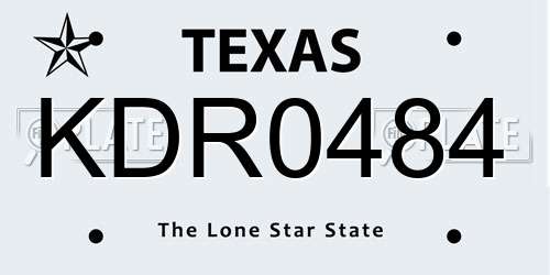 KDR0484 Texas License Plate