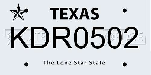 KDR0502 Texas License Plate