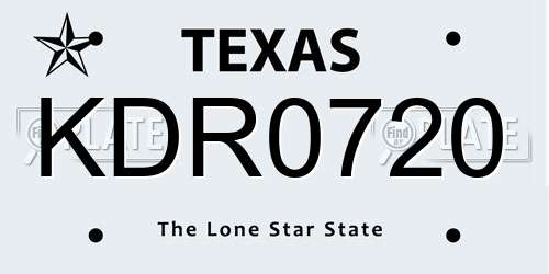 KDR0720 Texas License Plate