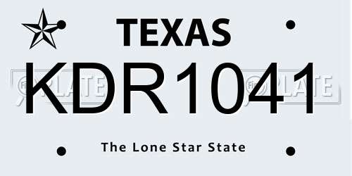 KDR1041 Texas License Plate