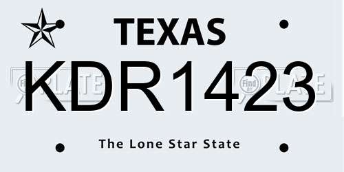 KDR1423 Texas License Plate