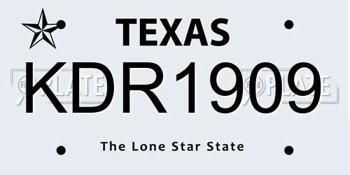 KDR1909 Texas License Plate